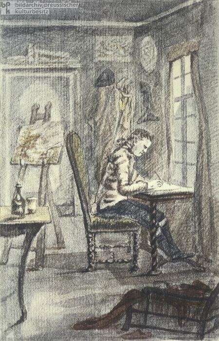 Goethe in seinem Frankfurter Arbeitszimmer, Selbstporträt (1770-73)